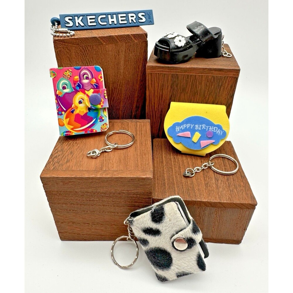 5 1990s Novelty Keychains Lisa Frank Note Pad Skechers Sandal Stevies Vintage